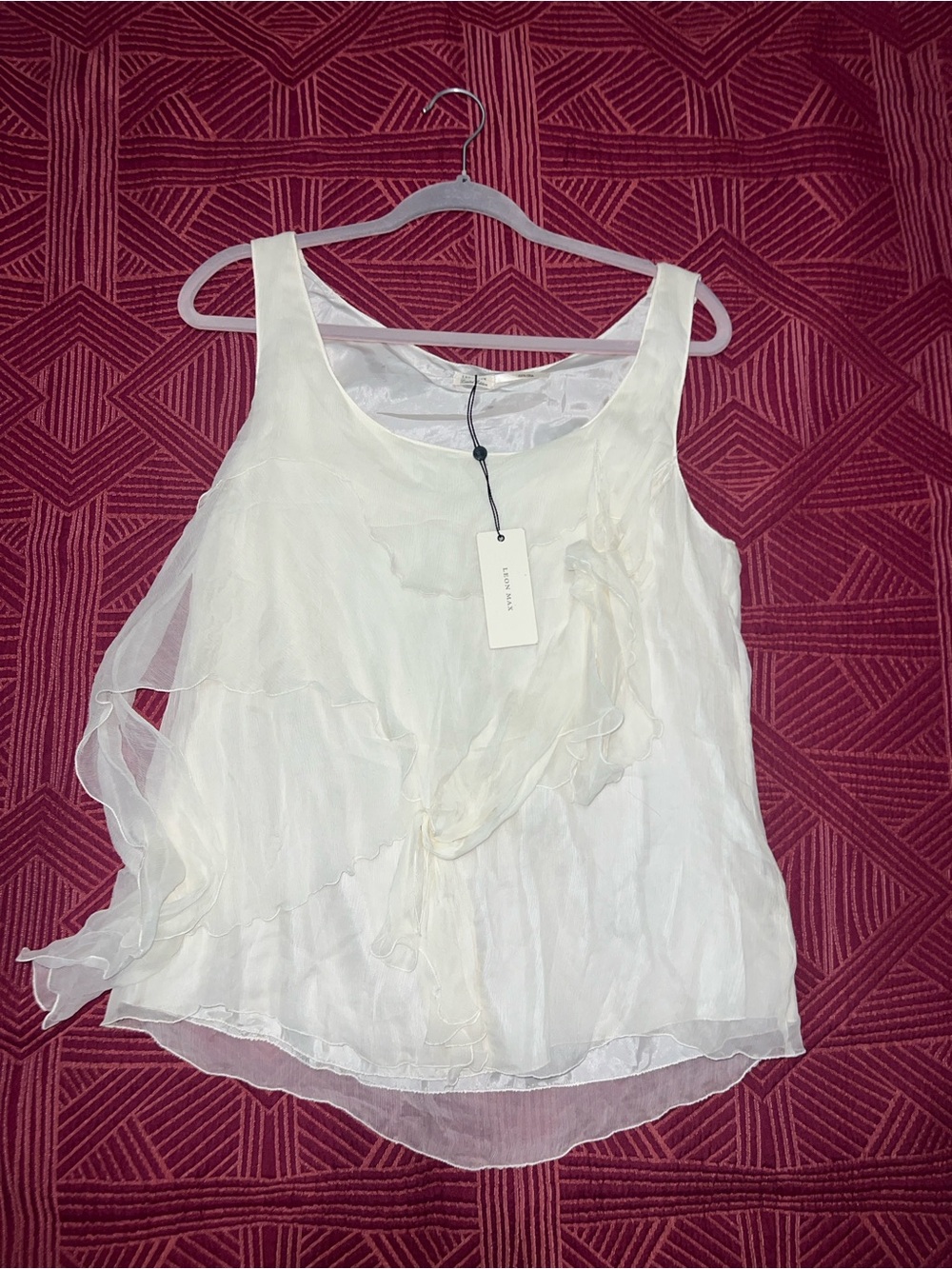 Lightweight Cream Leon Max Chiffon Ruffle Top